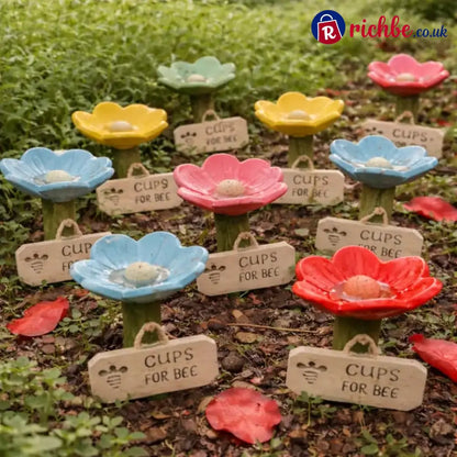 🌸Flower-Shaped Resin Bee Watering Station🐝