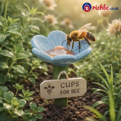 🌸Flower-Shaped Resin Bee Watering Station🐝 - Blue