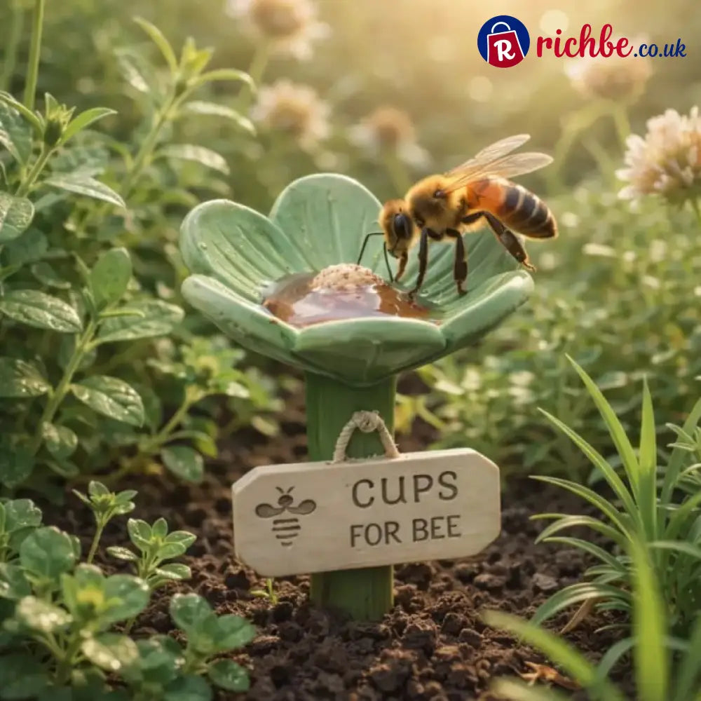 🌸Flower-Shaped Resin Bee Watering Station🐝 - Green