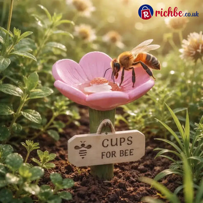 🌸Flower-Shaped Resin Bee Watering Station🐝 - Pink