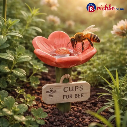 🌸Flower-Shaped Resin Bee Watering Station🐝 - Red