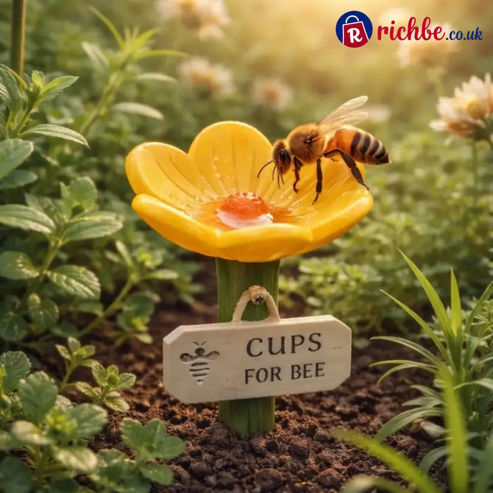 🌸Flower-Shaped Resin Bee Watering Station🐝 - Yellow