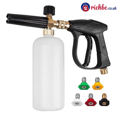 🔥 Foam Cannon Dual Connector Accessory - Foam Cannon + High pressure foam spray bottle + 5-color high-pressure nozzle
