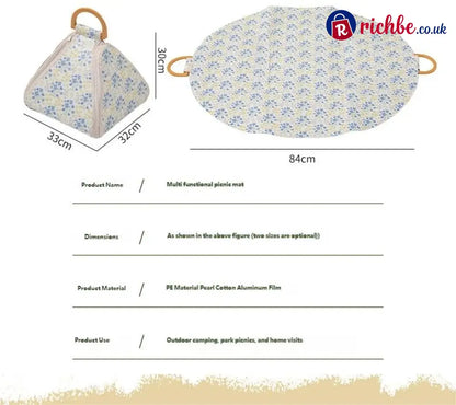 🌿 Foldable Waterproof Picnic Blanket with Carry Handle – Thick Padded Outdoor Mat for Beach Camping & Travel