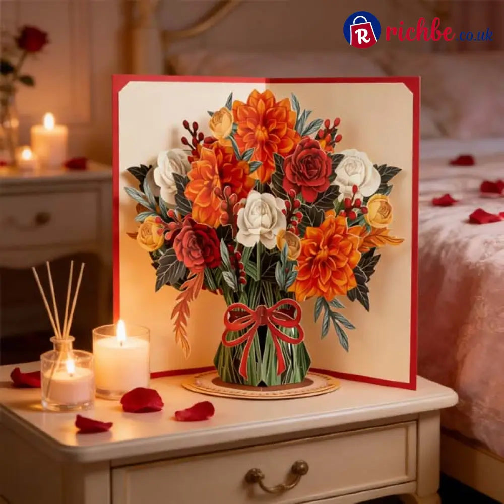 💌 Forever-Blooming 3D Flower Pop-Up Card– Personalized Love Message & Everlasting Bloom 🎁 - Boho Flower