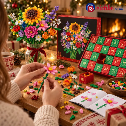 Free Shipping✈️-Flower Bouquet Building Blocks Gift Christmas Countdown Blind Box