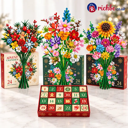 Free Shipping✈️-Flower Bouquet Building Blocks Gift Christmas Countdown Blind Box