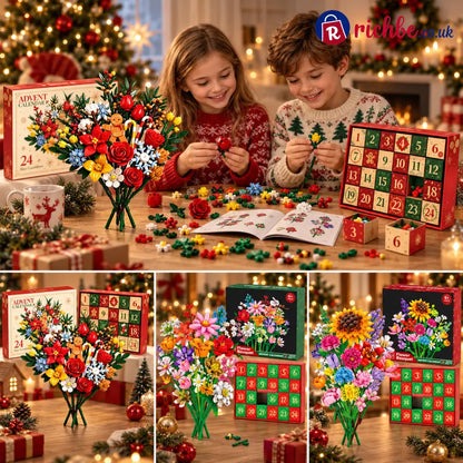 Free Shipping✈️-Flower Bouquet Building Blocks Gift Christmas Countdown Blind Box