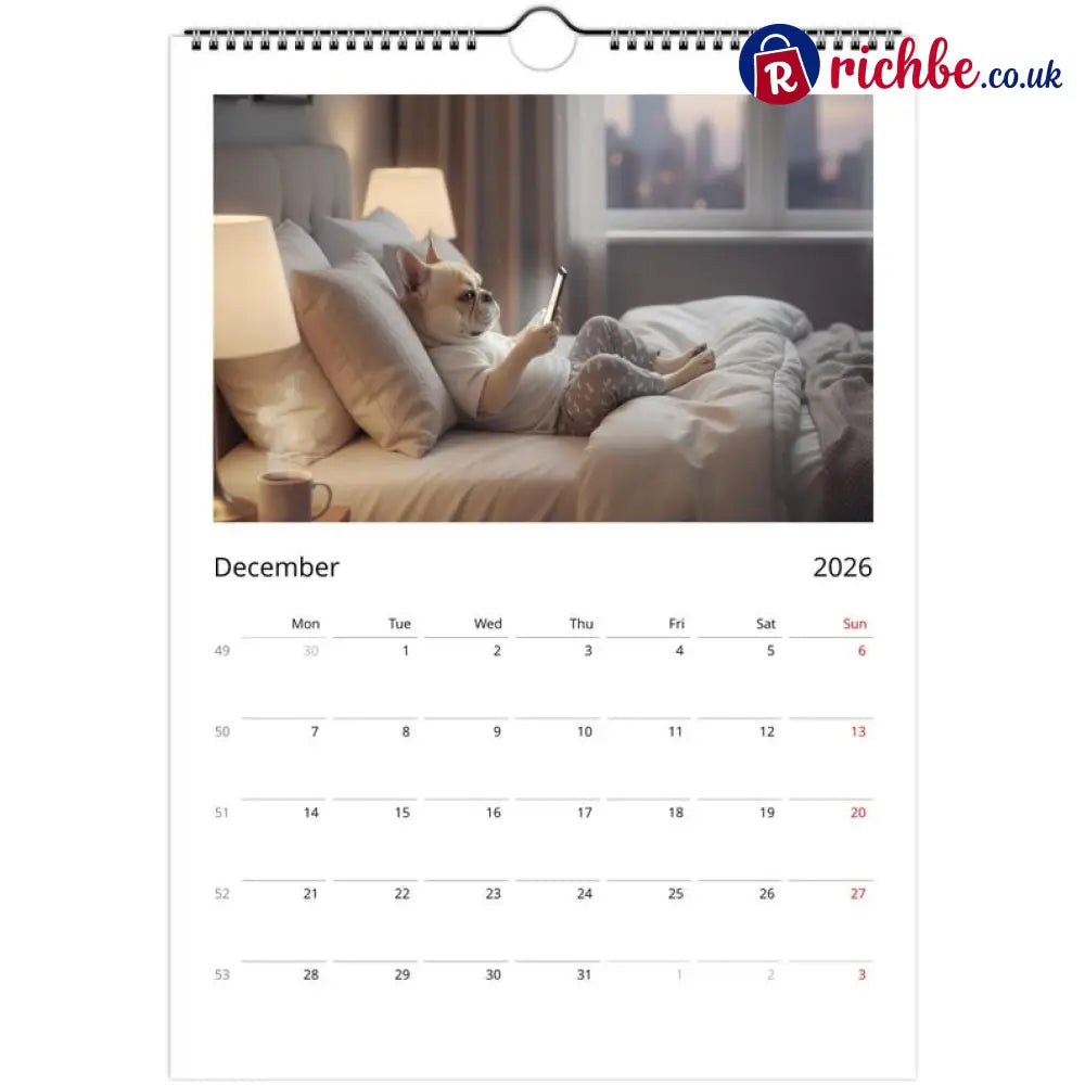 French bulldog Calendar 2026 - Daily Activities
