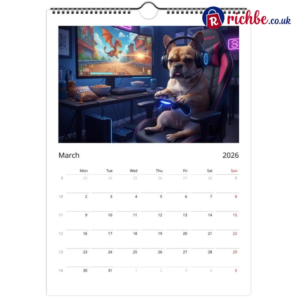French bulldog Calendar 2026 - Daily Activities