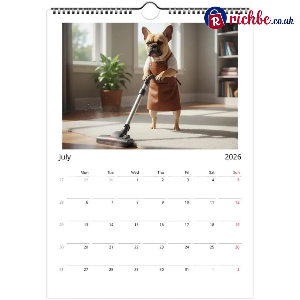 French bulldog Calendar 2026 - Daily Activities