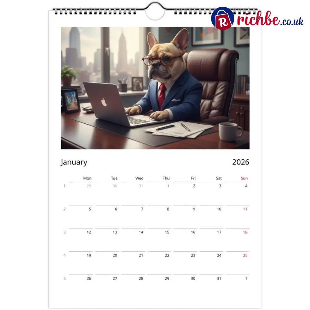 French bulldog Calendar 2026 - Daily Activities