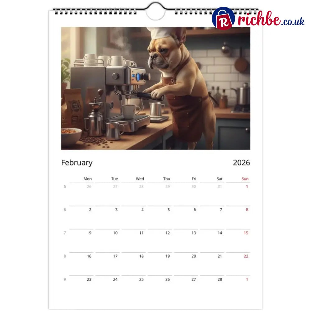 French bulldog Calendar 2026 - Daily Activities