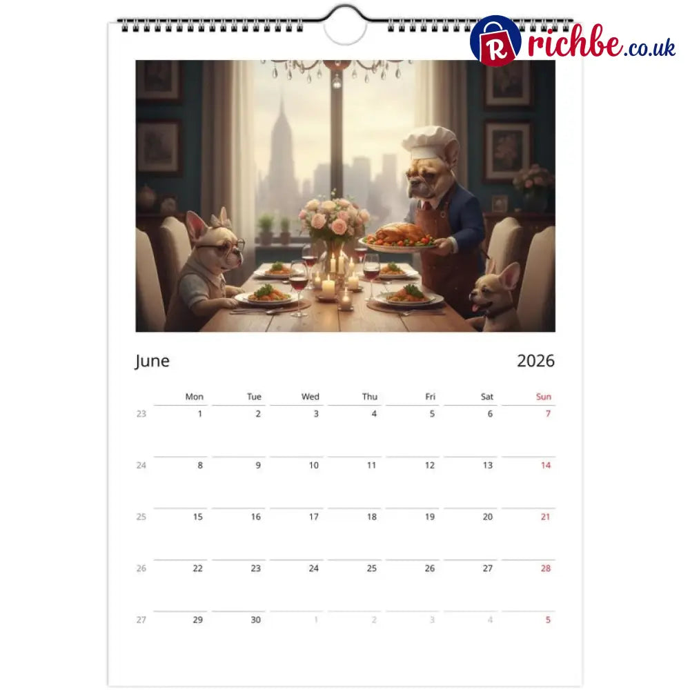 French bulldog Calendar 2026 - Daily Activities