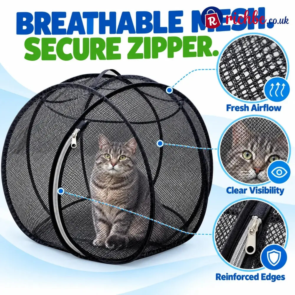 🐱🌿 Freshair Cat Haven™ – Pop-up Mesh Playpen