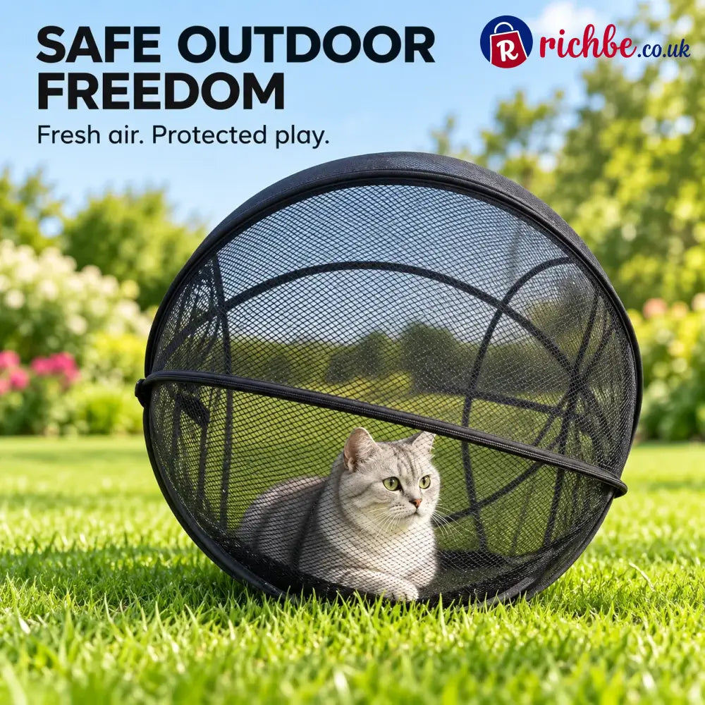 🐱🌿 Freshair Cat Haven™ – Pop-up Mesh Playpen - Black