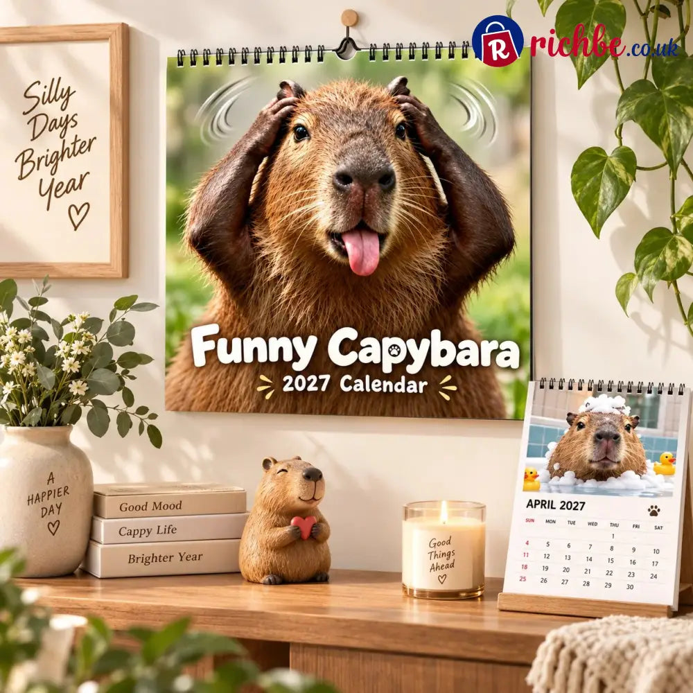 Funny Capybara 2027 Wall Calendar – 12-Month Cute & Playful Capybara Calendar Spiral Hanging Wall Planner for Capybara
