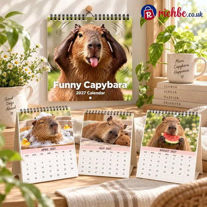 Funny Capybara 2027 Wall Calendar – 12-Month Cute & Playful Capybara Calendar Spiral Hanging Wall Planner for Capybara