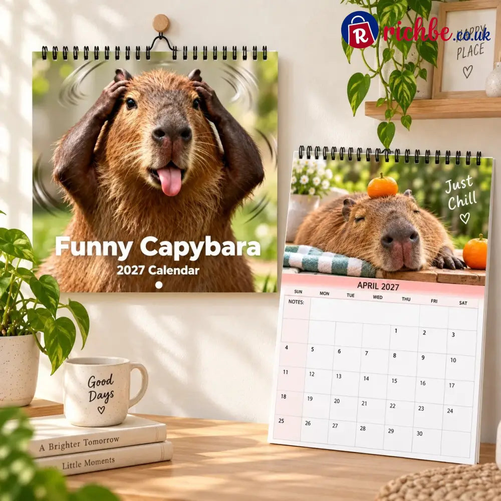 Funny Capybara 2027 Wall Calendar – 12-Month Cute & Playful Capybara Calendar Spiral Hanging Wall Planner for Capybara