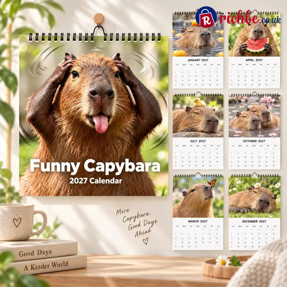 Funny Capybara 2027 Wall Calendar – 12-Month Cute & Playful Capybara Calendar Spiral Hanging Wall Planner for Capybara
