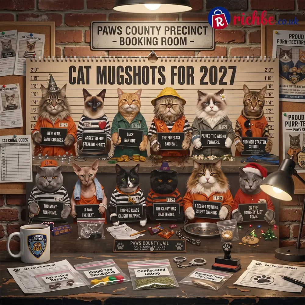 😂Funny Cat Mugshots 2027 Calendar