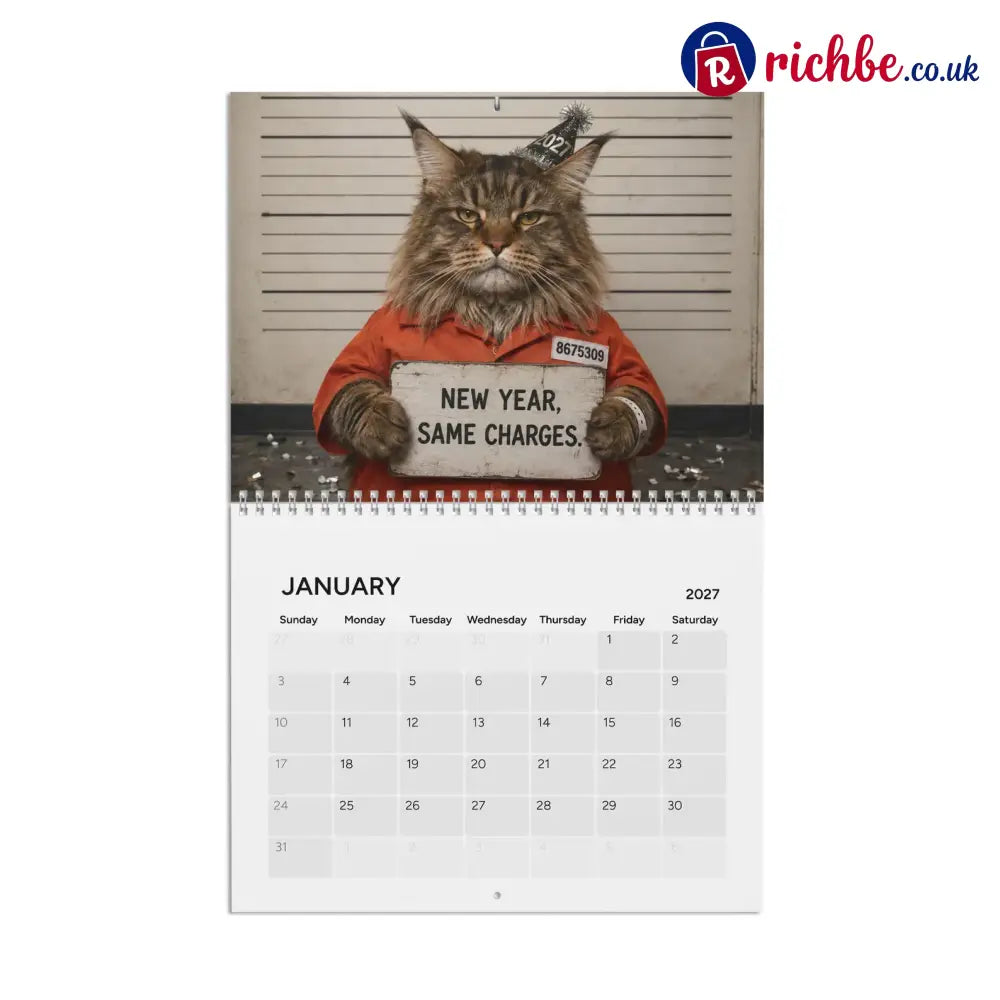 😂Funny Cat Mugshots 2027 Calendar
