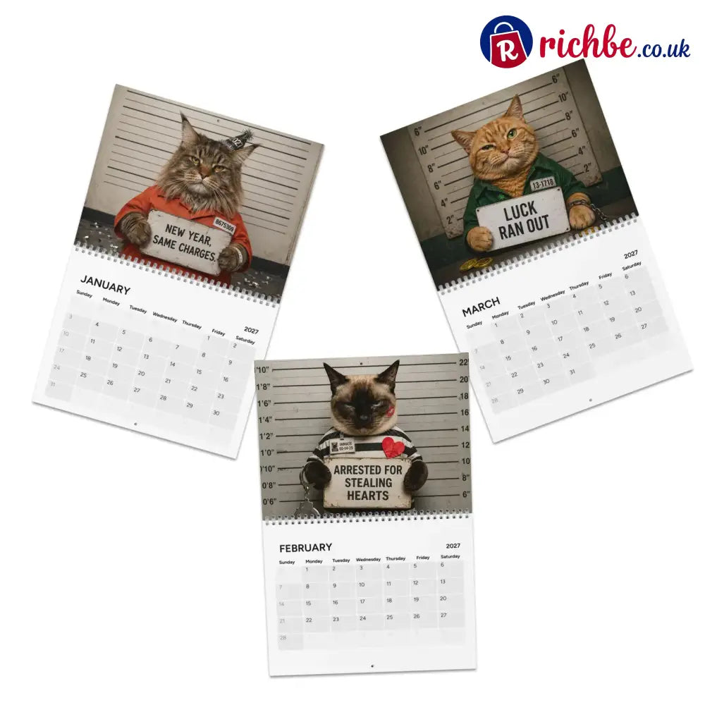 😂Funny Cat Mugshots 2027 Calendar