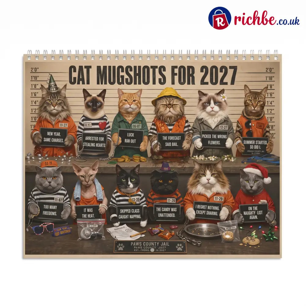 😂Funny Cat Mugshots 2027 Calendar