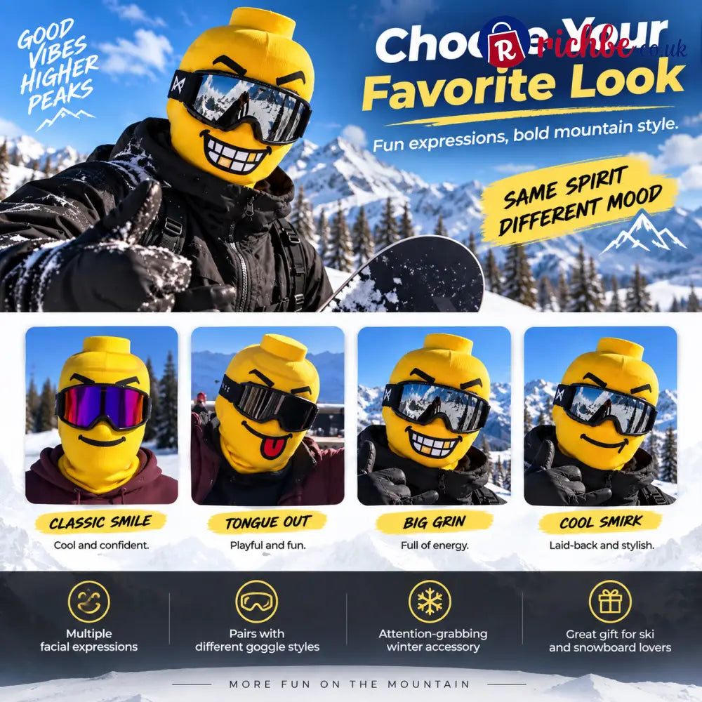 Funny Face Ski Balaclava – Cosy Knitted Winter Mask for Skiing & Snowboarding | Mask Only