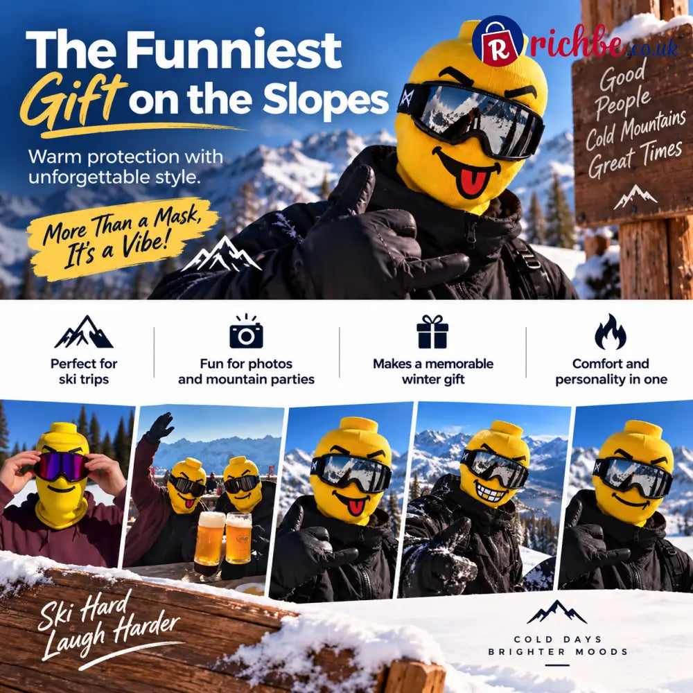 Funny Face Ski Balaclava – Cosy Knitted Winter Mask for Skiing & Snowboarding | Mask Only