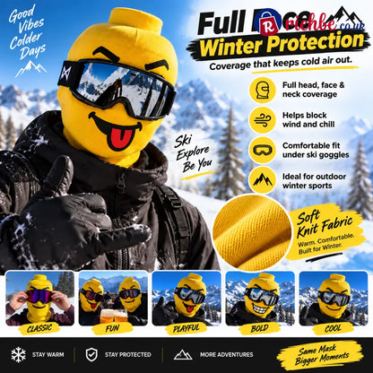 Funny Face Ski Balaclava – Cosy Knitted Winter Mask for Skiing & Snowboarding | Mask Only