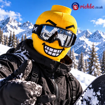 Funny Face Ski Balaclava – Cosy Knitted Winter Mask for Skiing & Snowboarding | Mask Only - A