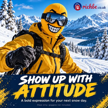 🏂😎 Funny Face Ski Mask | Yellow Expression Balaclava