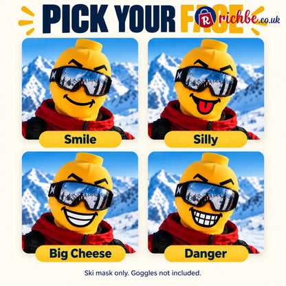 🏂😎 Funny Face Ski Mask | Yellow Expression Balaclava - Smile