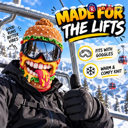 🍔 Funny Food Ski Mask – Burger Fried Chicken Pizza & Fries Winter Balaclava