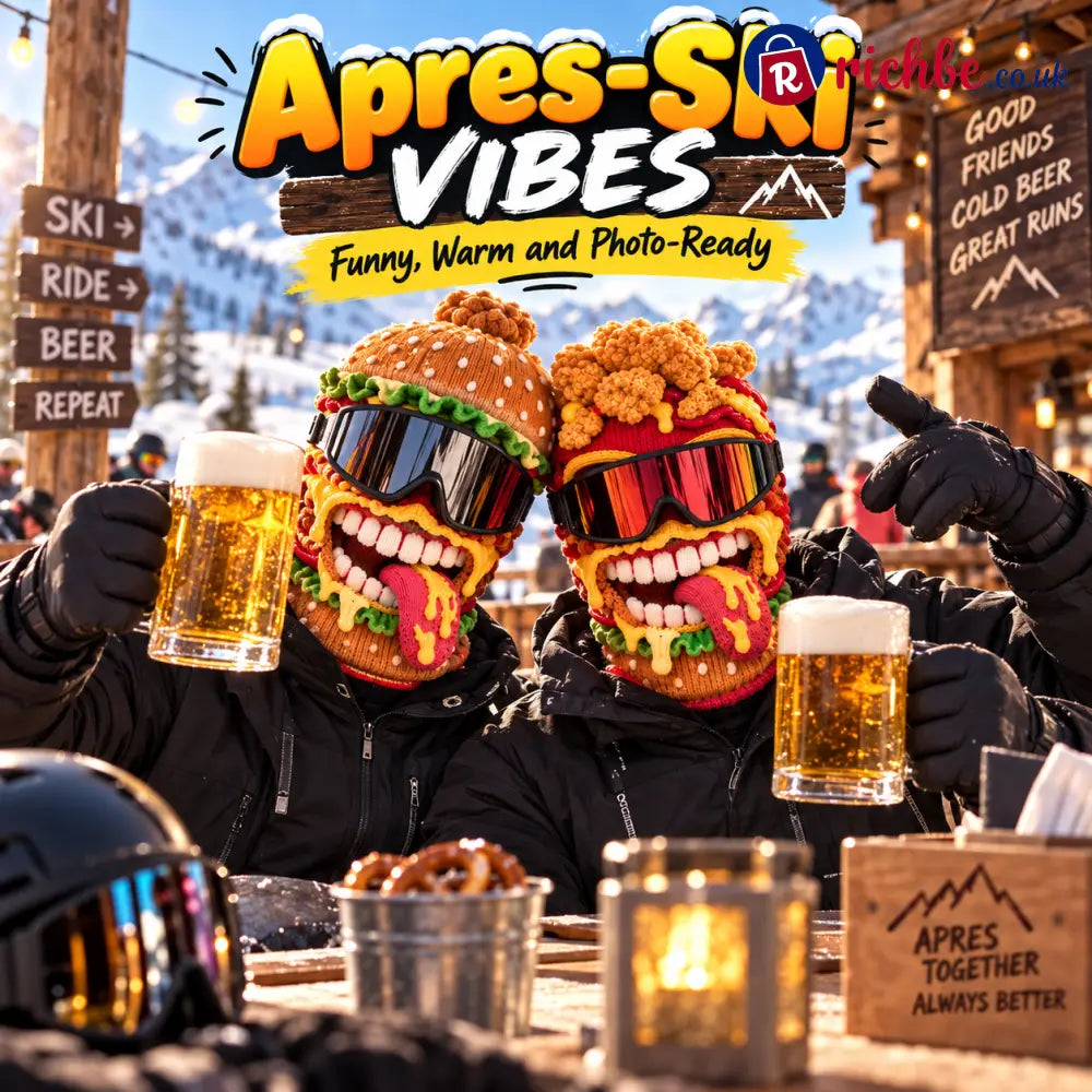 🍔 Funny Food Ski Mask – Burger Fried Chicken Pizza & Fries Winter Balaclava