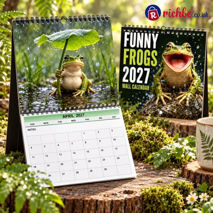 🐸Funny Frogs 2027 Wall Calendar – Cute Humorous Frog Calendar Quirky Amphibian Gift Nature & Wildlife Decor - 2027