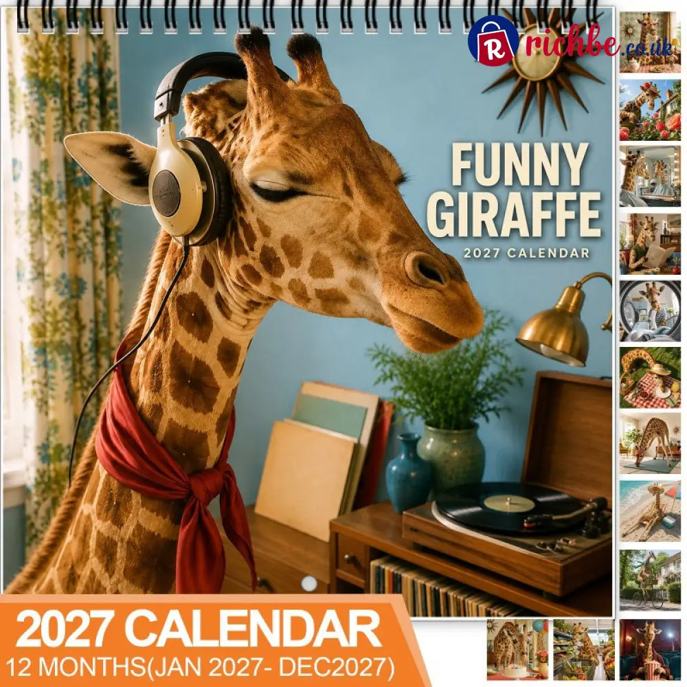 🦒 Funny Giraffe 2027 Wall Calendar – Music Sass & Long-Necked Charm - 2027 CALENDAR