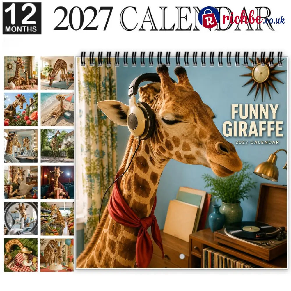 🦒 Funny Giraffe 2027 Wall Calendar – Music Sass & Long-Necked Charm - 2027 CALENDAR