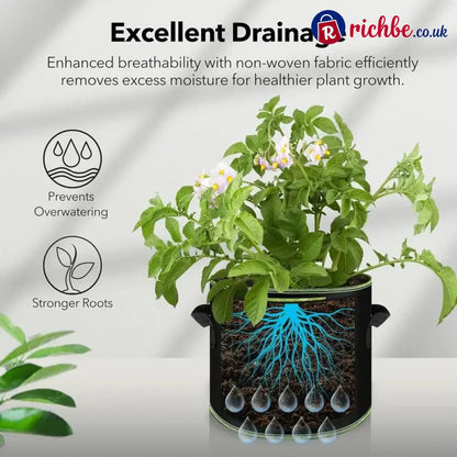 🌱 Gallon Grow Bags – Heavy Duty Aeration Fabric Pots with Handles for Vegetables Flowers & Fruits 🪴 - 20*20CM