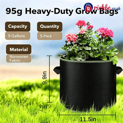 🌱 Gallon Grow Bags – Heavy Duty Aeration Fabric Pots with Handles for Vegetables Flowers & Fruits 🪴