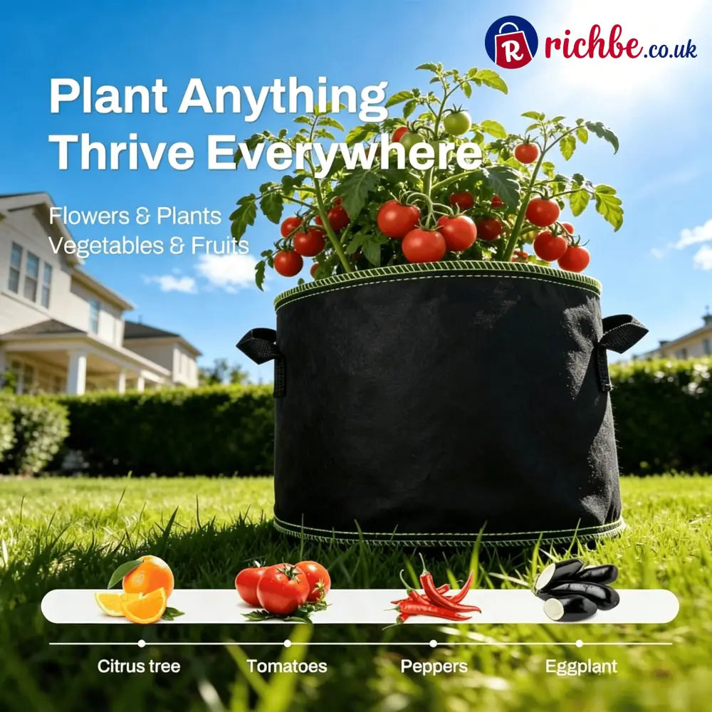 🌱 Gallon Grow Bags – Heavy Duty Aeration Fabric Pots with Handles for Vegetables Flowers & Fruits 🪴