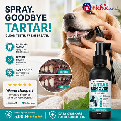 🐾 Gentle Pet Dental Cleaning Spray‑ Vet‑Formulated Tartar Remover Spray for Dogs & Cats Safe Oral Care Solution to