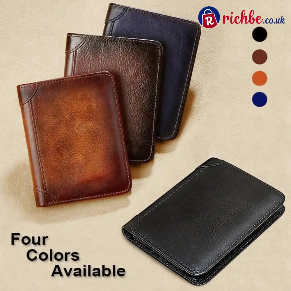 💖🌹Genuine Leather RFID Wallet for Men – Vintage Multi-Function ID & Card Holder
