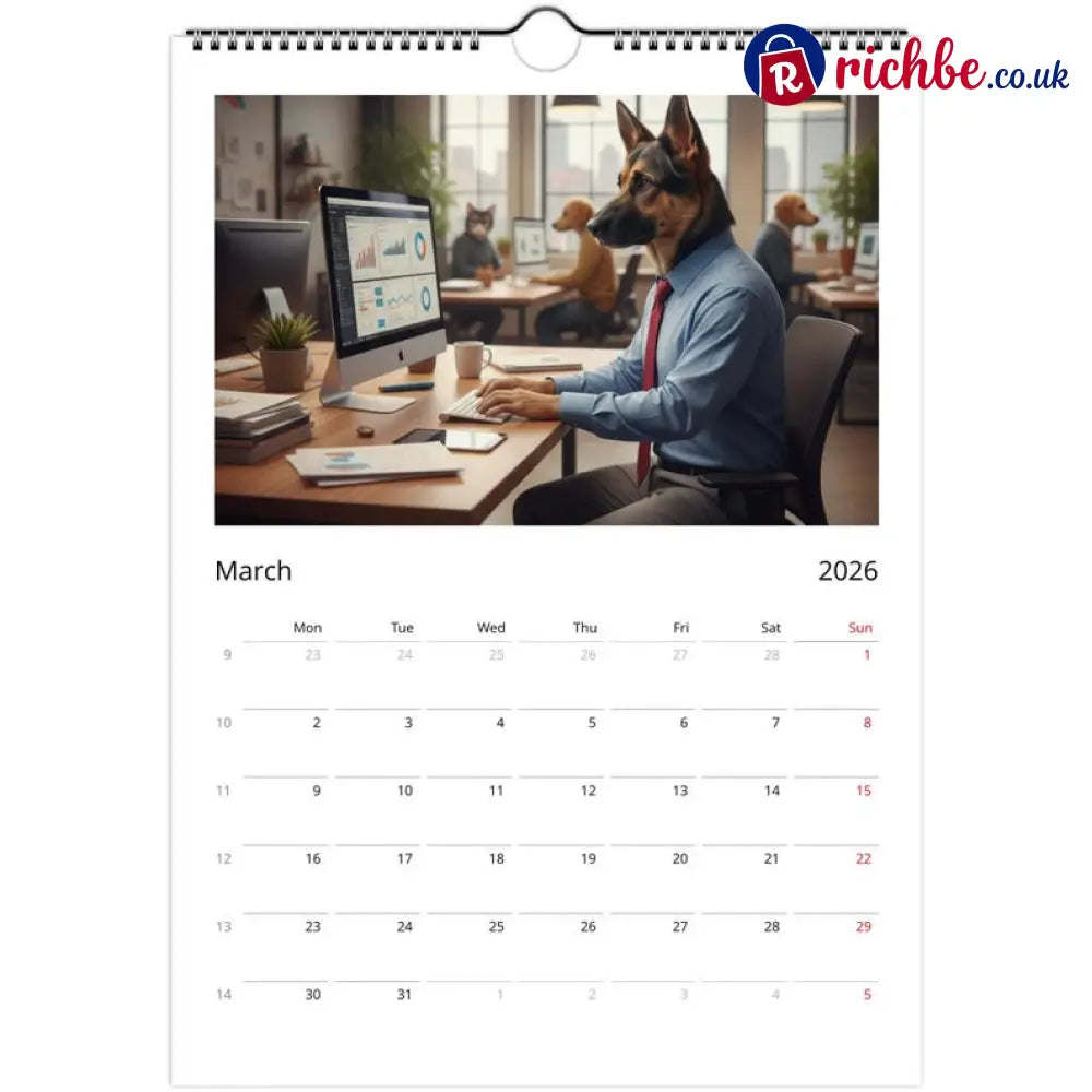 German Shepherd (Alsatian) Calendar 2026 - Daily Activities