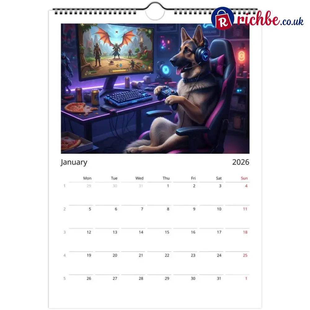 German Shepherd (Alsatian) Calendar 2026 - Daily Activities