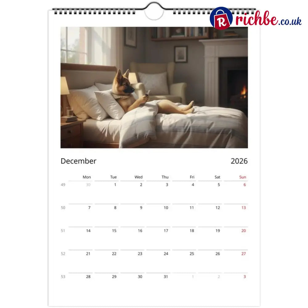 German Shepherd (Alsatian) Calendar 2026 - Daily Activities