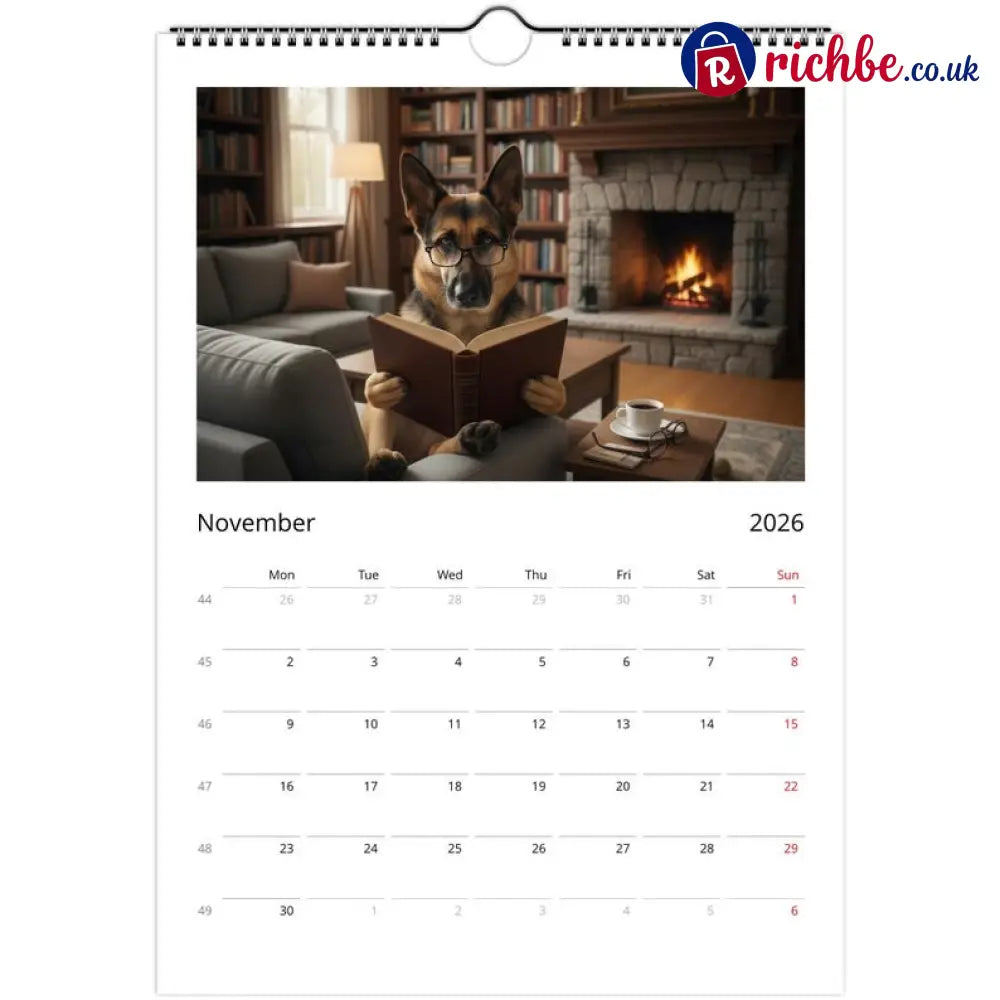 German Shepherd (Alsatian) Calendar 2026 - Daily Activities