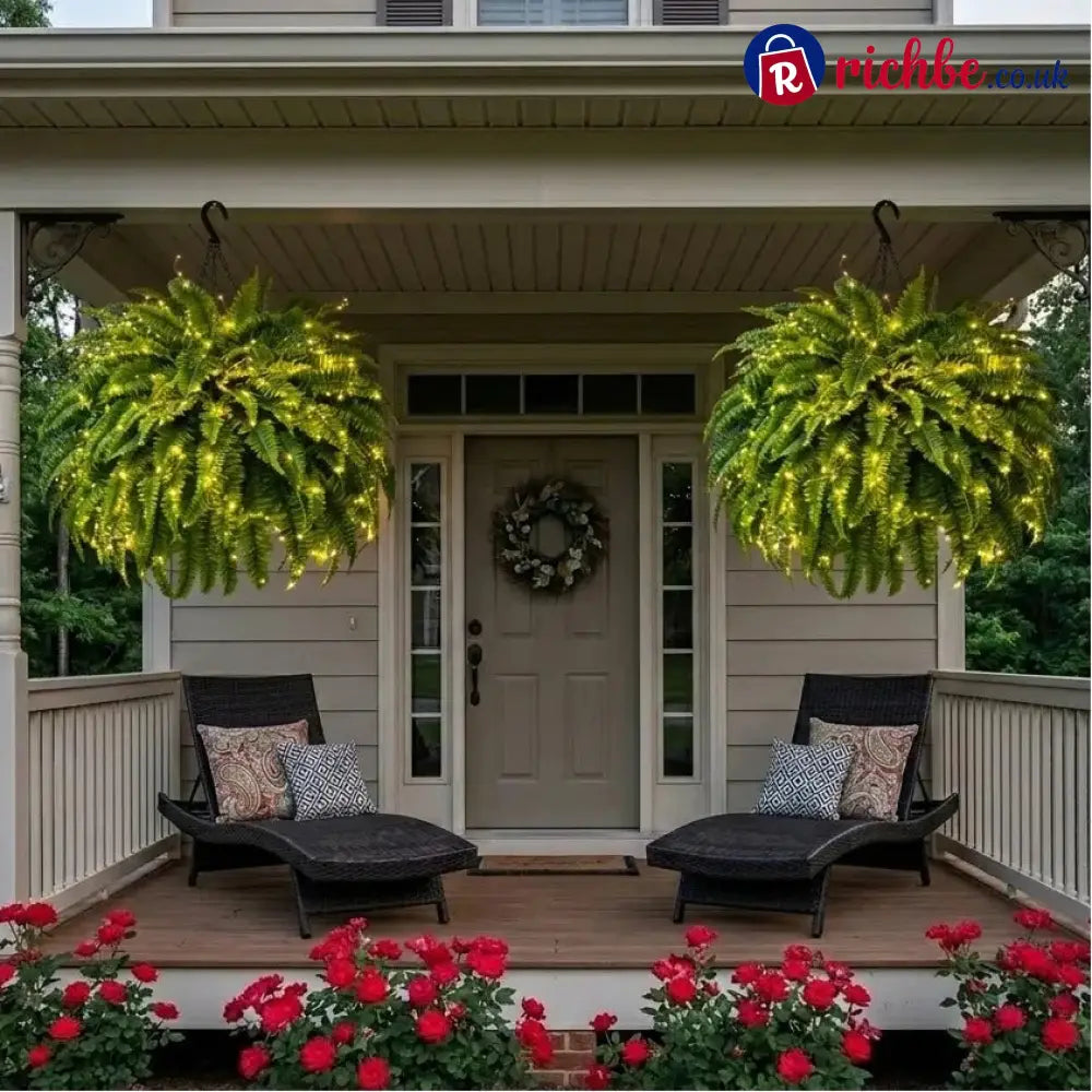 💛Glowing Boston Ferns with Lights – 🌿 Zero Watering Zero Maintenance