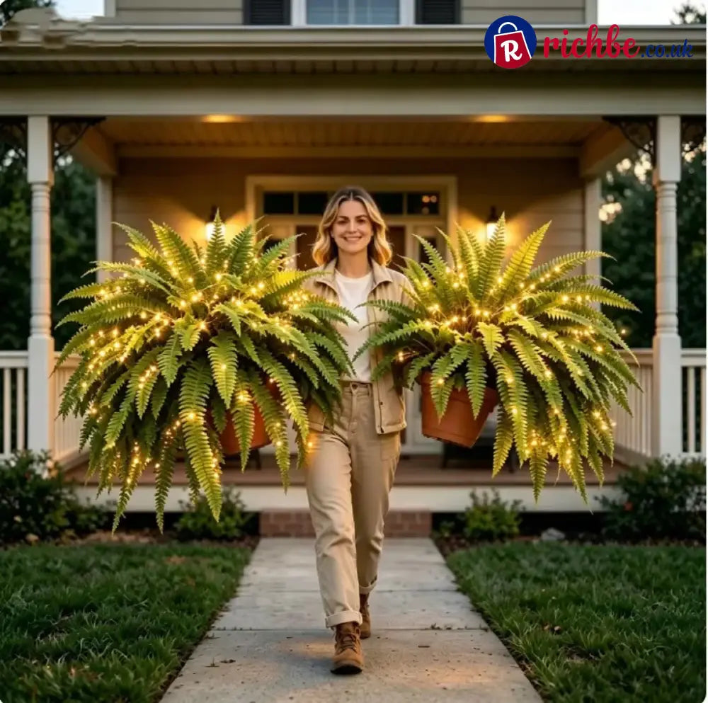 💛Glowing Boston Ferns with Lights – 🌿 Zero Watering Zero Maintenance